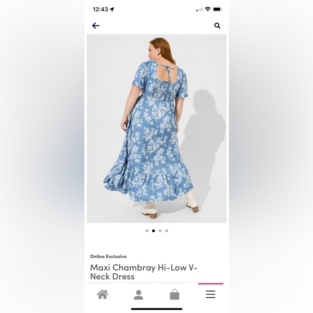 Maxi Chambray hi-lo v-neck dress